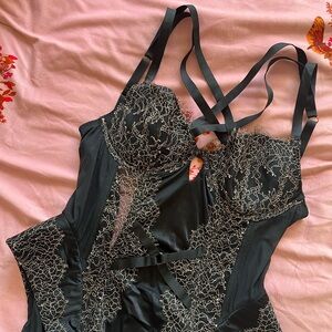 victoria’s secret lingerie bodysuit w garter straps